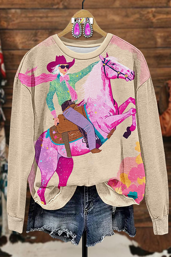 Pink Cowgirl Printed Sweatshirt