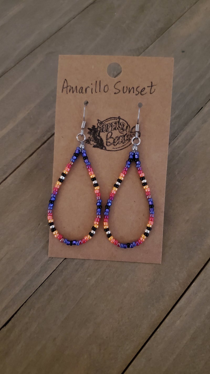 Amarillo Sunset Drop Hoop Earrings