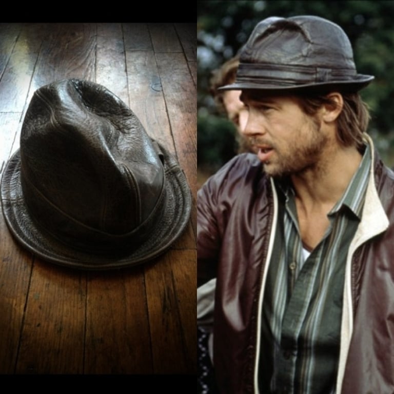 Mickey O'Neil hat / Fedora Leather Hat-BRAD PITT SAME STYLE