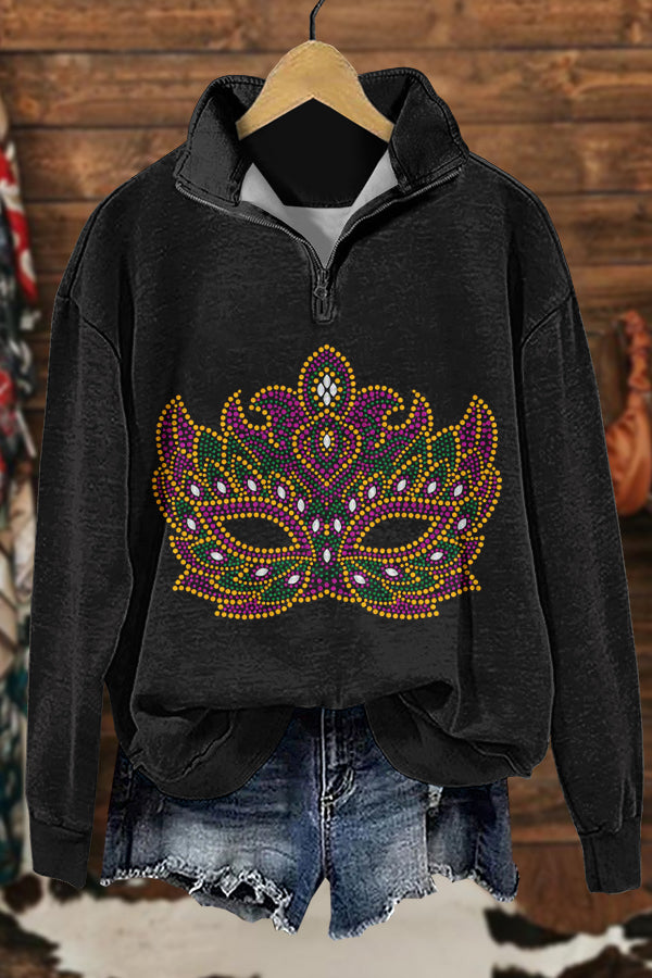 Shiny Mardi Gras Print Sweatshirt