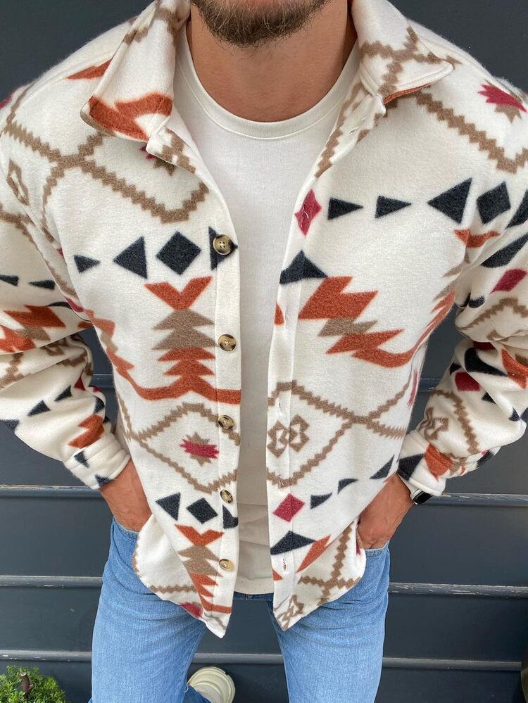 Long Sleeve White Printed Jacket