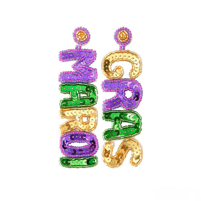 Sequined Mardi Gras Earrings