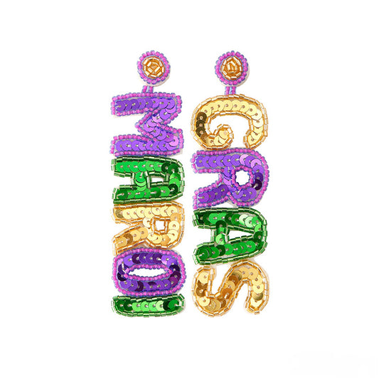 Sequined Mardi Gras Earrings