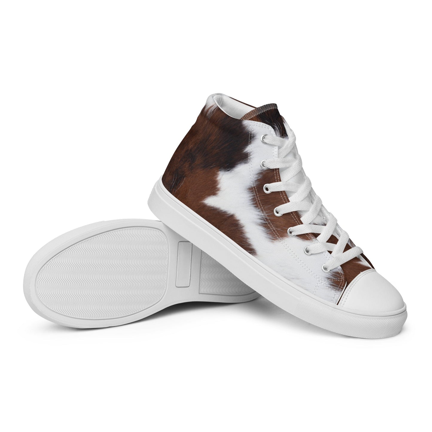 Cow hide Print Women__ high top canvas shoes