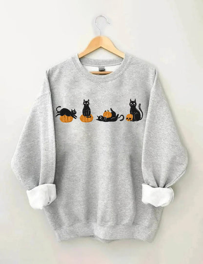 Halloween Pumpkin And Cats Sweatshirt