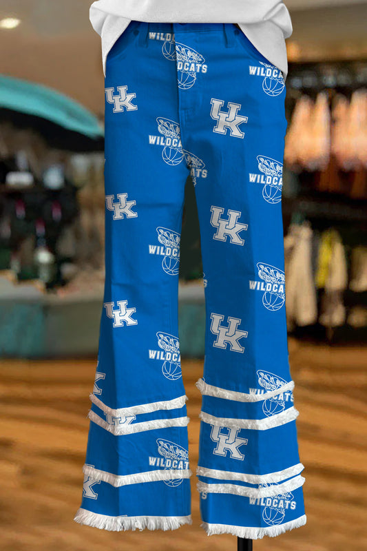 Kentucky Wildcats Basketball Game Day Print Raw Hem Pants