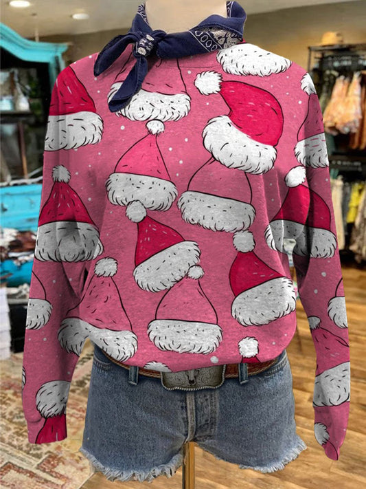 Santa Hat Print Casual Sweatshirt