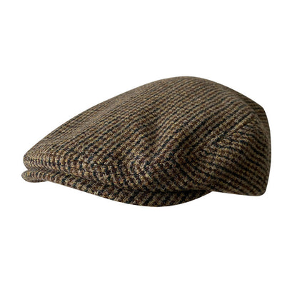 THE PEAKED Marl Flat Hat Taran-Harris Tweed