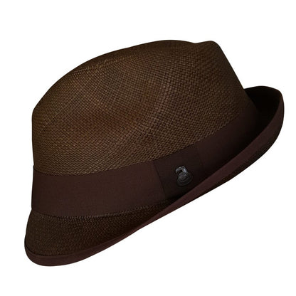 Brown Short Brim Fedora | Original Panama Hat | Toquilla Straw | Handwoven in Ecuador - EA