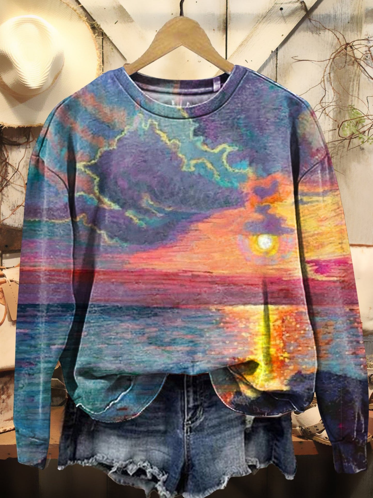 Beach Sunset Art Print Casual Sweatshirt