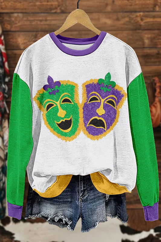 Unique Mardi Gras Print Sweatshirt