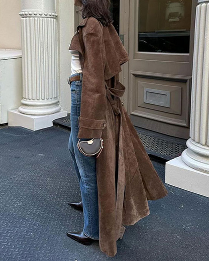 Elegant Long Coat Coat With Waistband