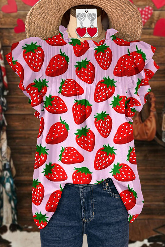 Sweet Strawberry Print Blouse