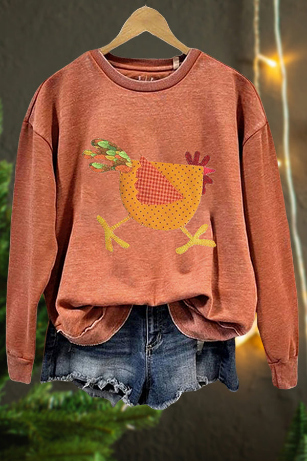 Cute Chicken Art Print Sweatshirt