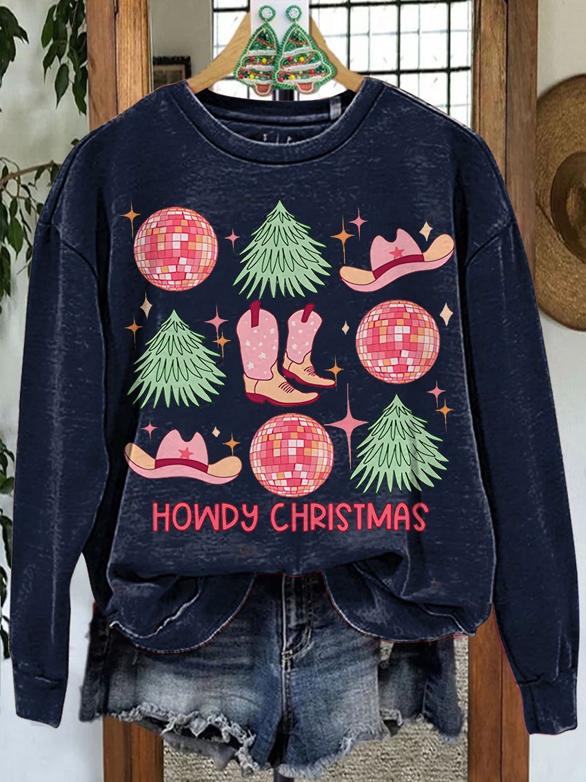 Howdy Christmas Cowgirl Christmas Casual Sweatshirt