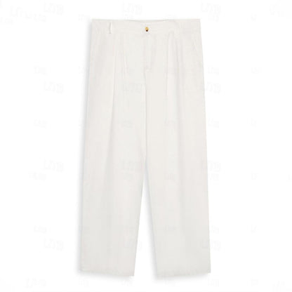 Men's Linen Buttoned Plain Pants