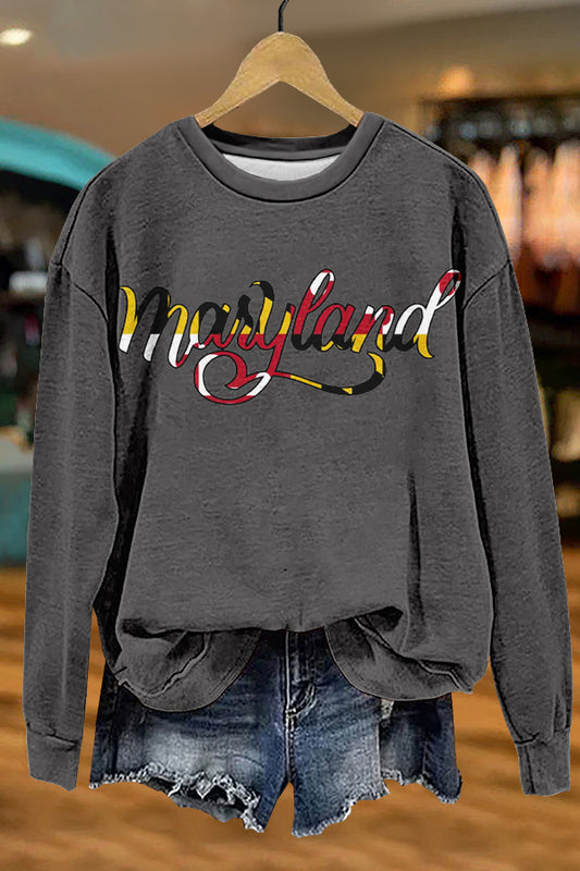 Cute Gameday Maryland Print Sweatshirt