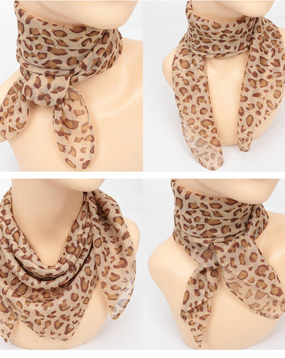 Fashionable Leopard Print Chiffon Square Scarf