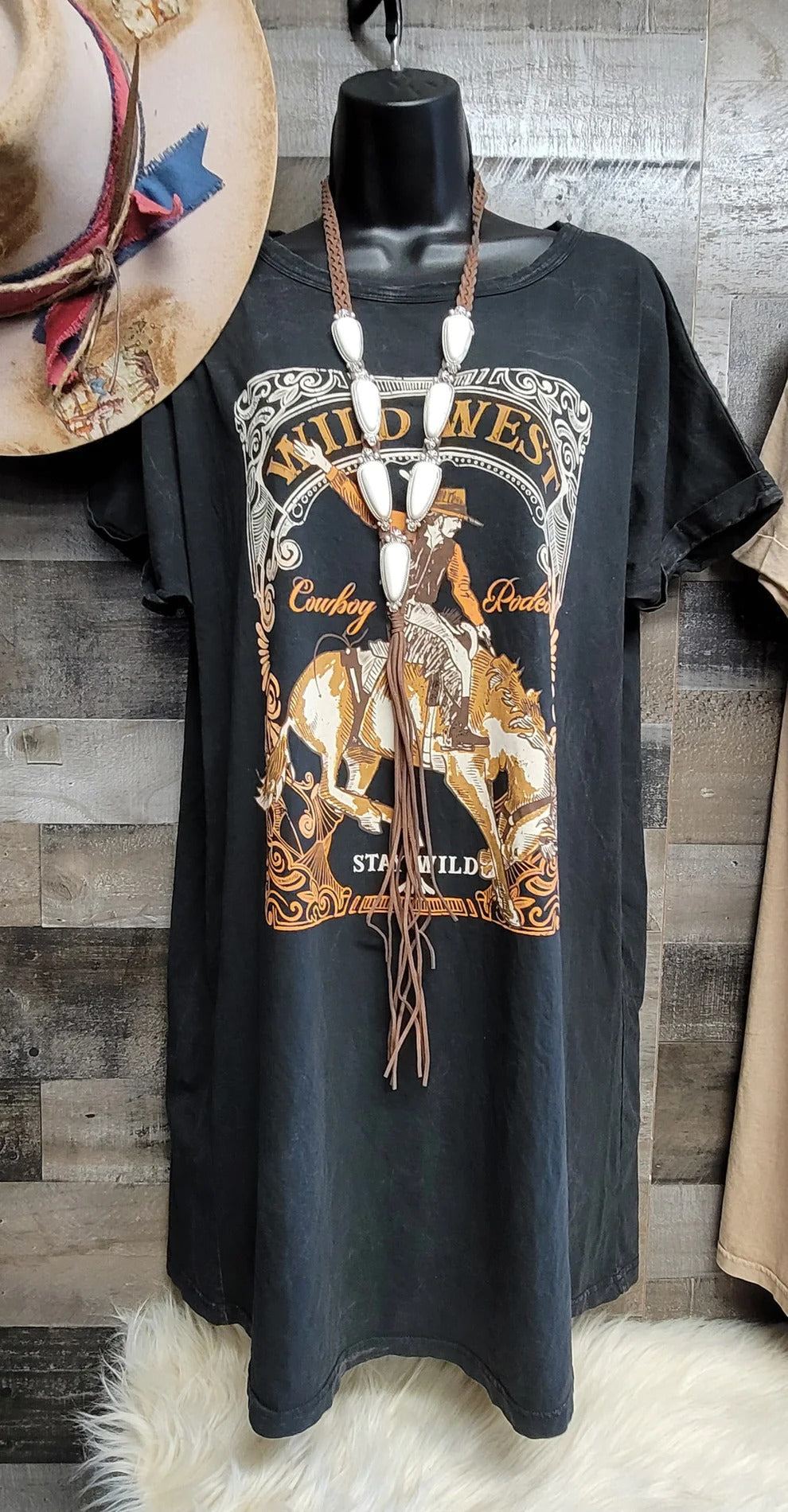 Wild West Stay Wild Rodeo Cowgirl Tee Shirt Dress