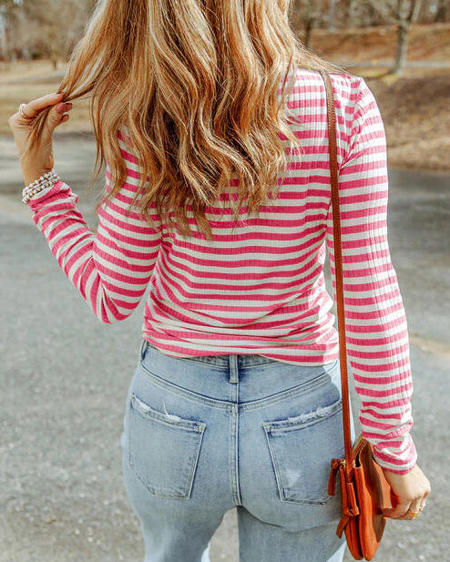 Striped Casual Slim Long-sleeved Sweater