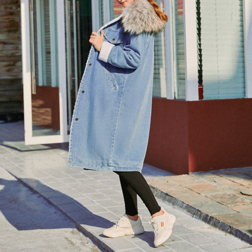 Women's Mid-length Denim Cotton Coat