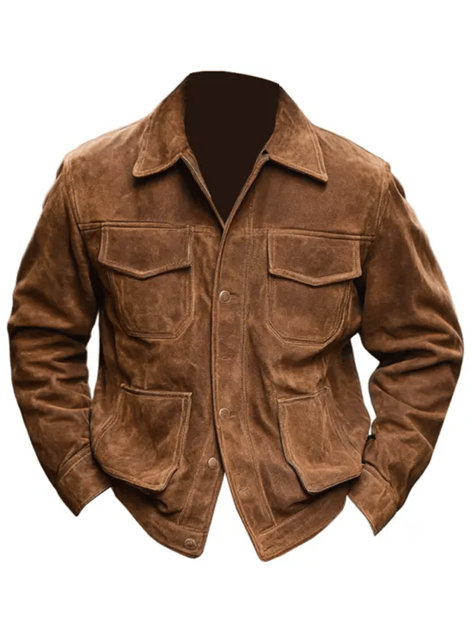 Men's Vintage Suede Multi-Pocket Lapel Outdoor Jacket