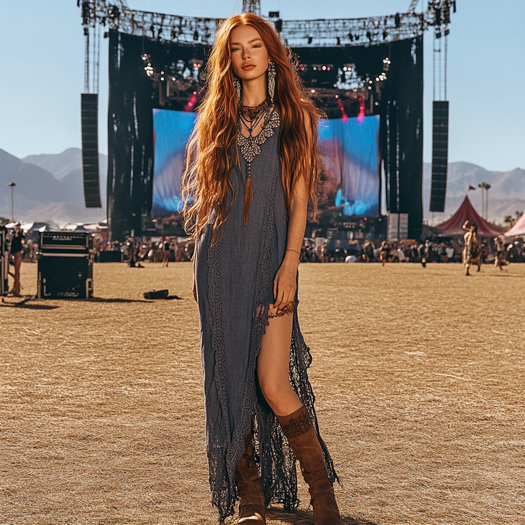 Music Festival Rock Rave Party Vintage Wasteland Ethnic Lace Tassel Floral Linen Dress