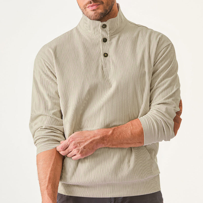 Solid Corduroy Button Up Sweatshirt