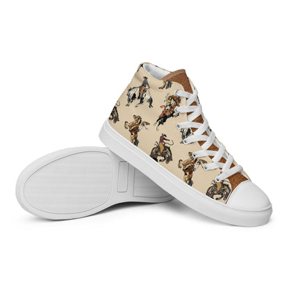 Vintage Cowgirl Women__ high top canvas shoes