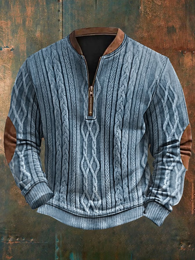 Men's Retro Braids Print Casual Pullover