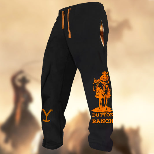 Mens Vintage Yellowstone Printed Casual Sweatpants