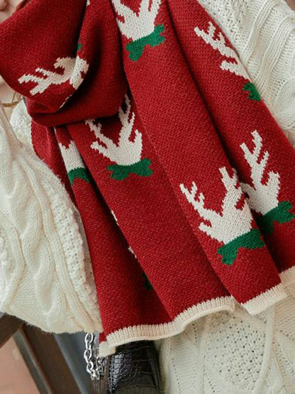 Christmas Multi-Element Pattern Design Thickened Warm Scarf