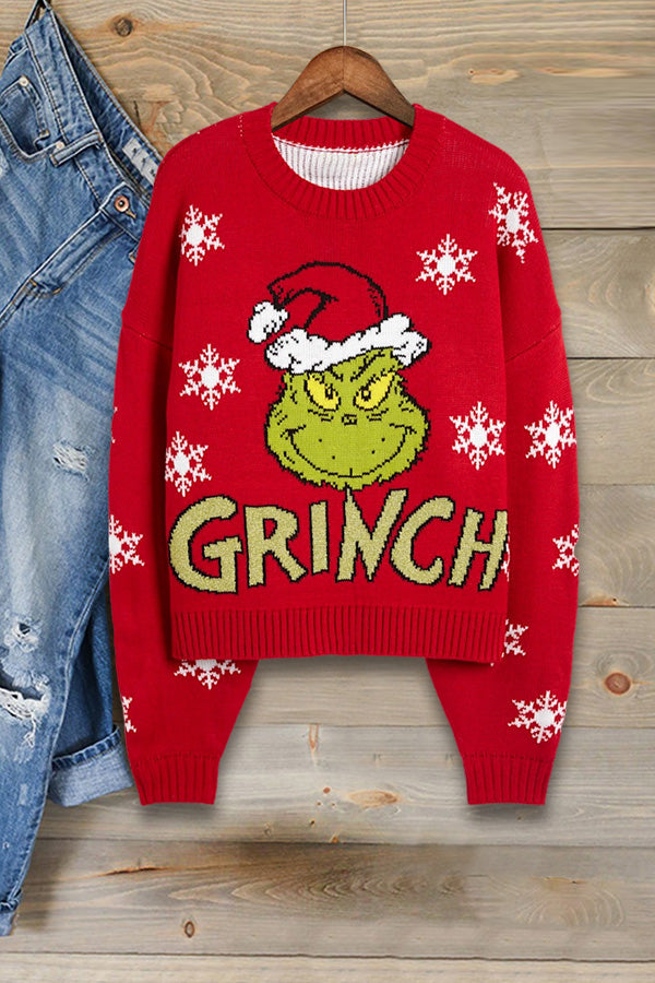 Christmas Grinch Print Sweater