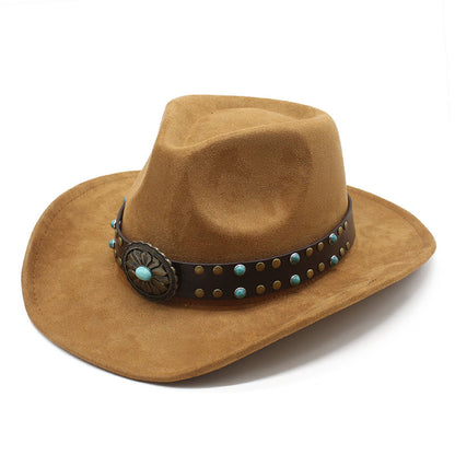 Men's Vintage Western Cowboy Hat Suede Knight British Felt Hat