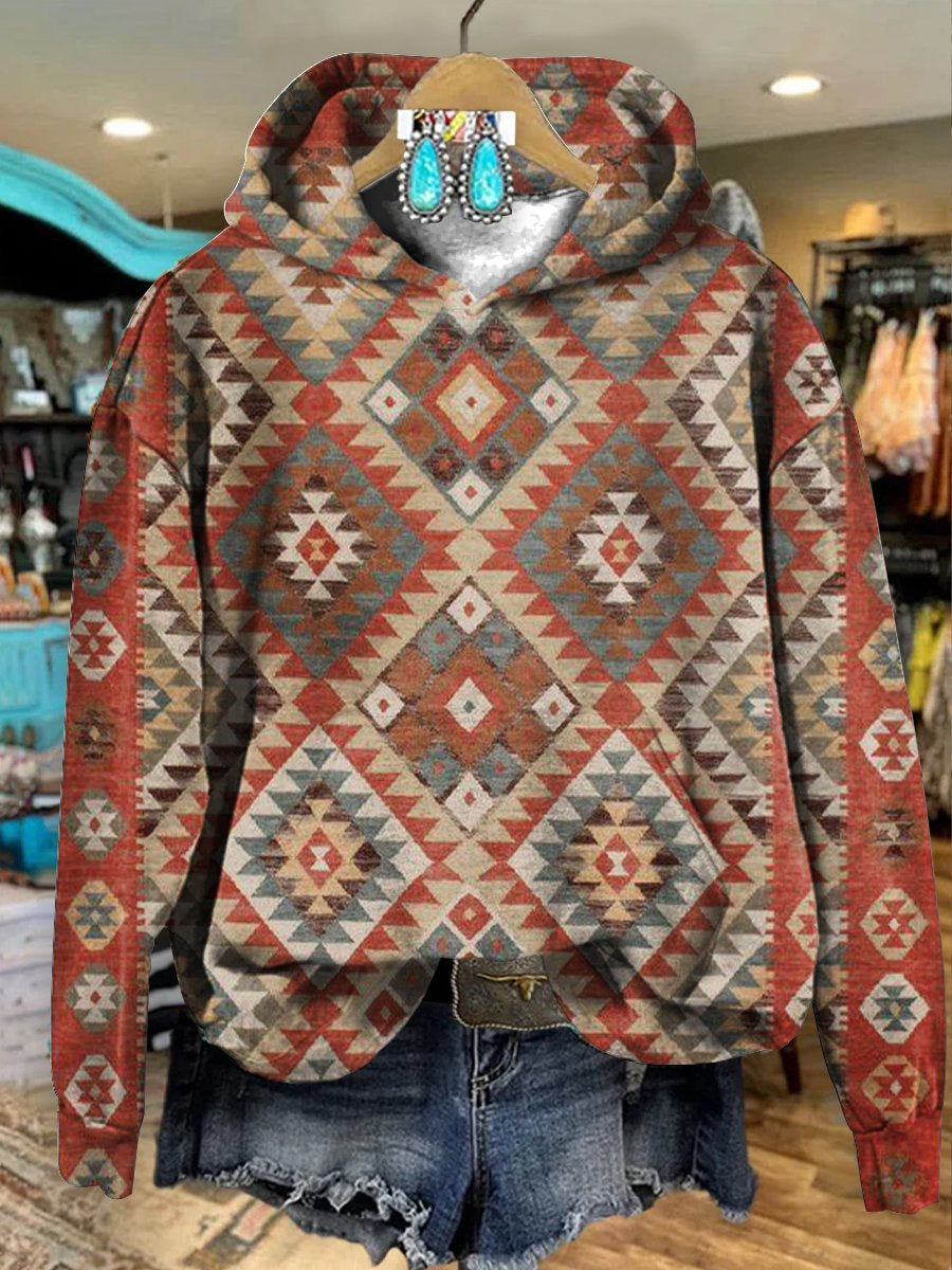 Vintage Aztec Art Print Casual Hoodie Sweatshirt