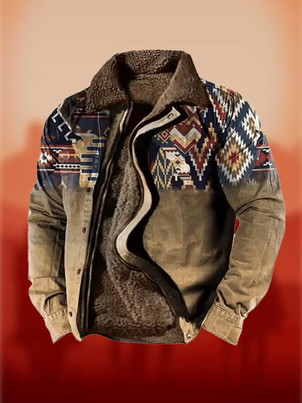 Western Men's Warm Fashion Casual Lapel Jacket Cotton Clothes