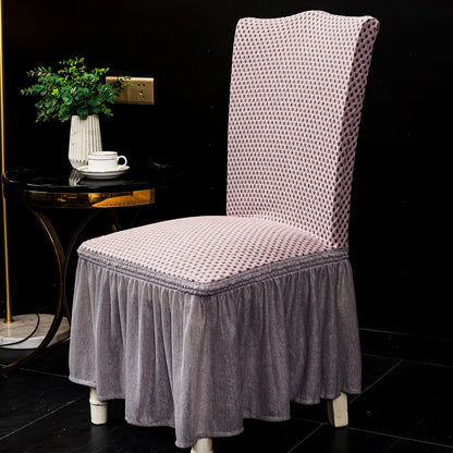 4pc Home Hotel Light Luxury Solid Color Chair Cover Full Cover Skirt Small Square Home Living Room Dining Room Chair Cover