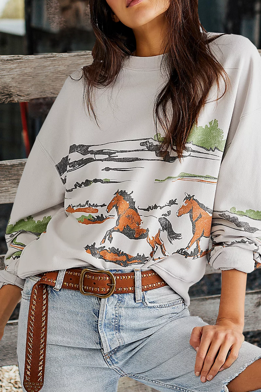 Running Horses Oversized Crewneck