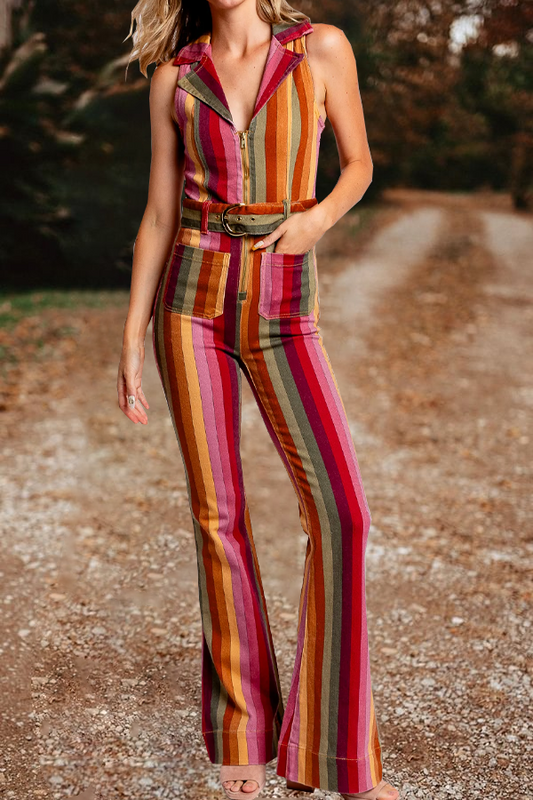 Striped Bellbottom Jumpsuit