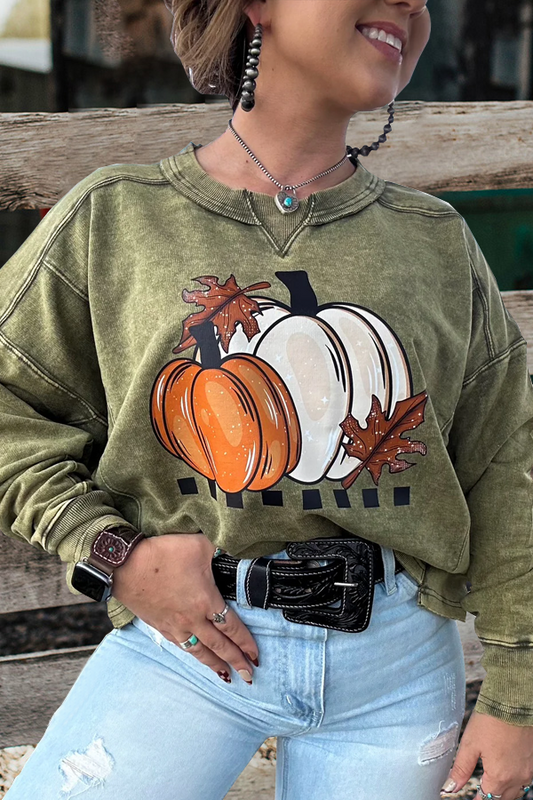 Women's Pumpkin Print Sweatshirt