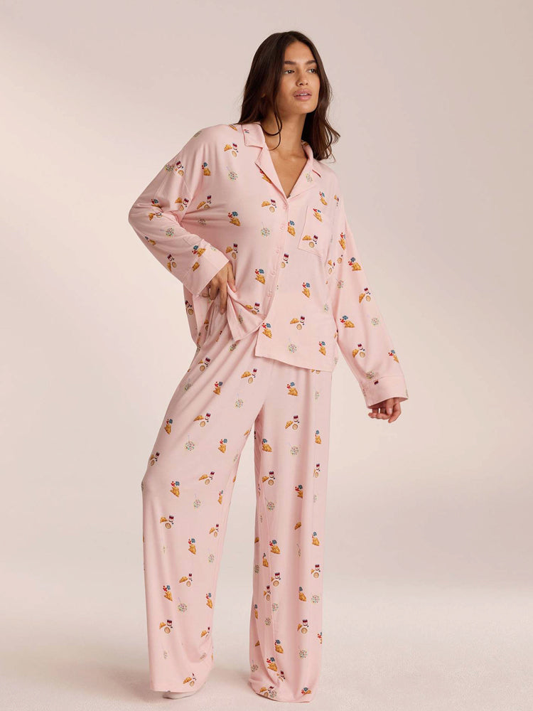 Food Print Pajama Set - Dusty Pink