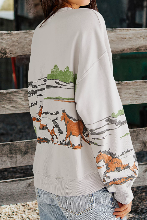 Running Horses Oversized Crewneck