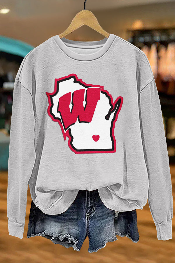 Cute Gameday Wisconsin Badgers Print Sweatshirt