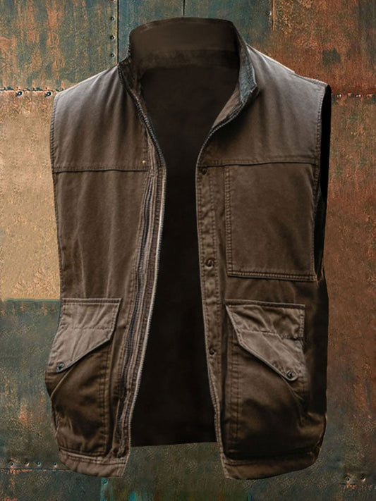 Men's Retro Western Style Zip-Up Vest