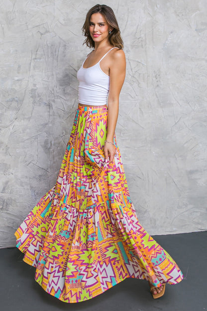 Aztec Will Not Be Forgotten Woven Maxi Skirt