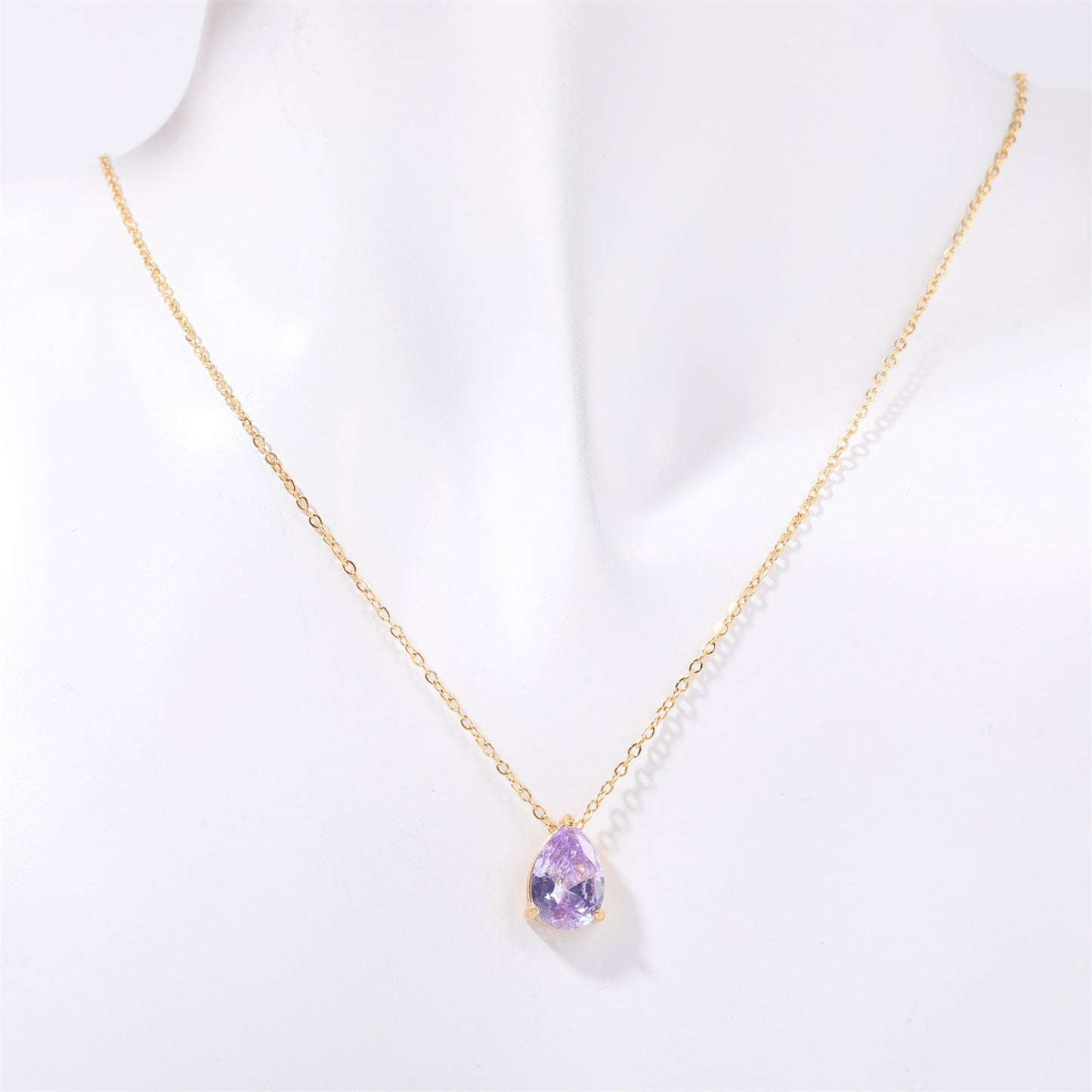 Women's December Birthday Pear-shaped Teardrop Zircon Necklace