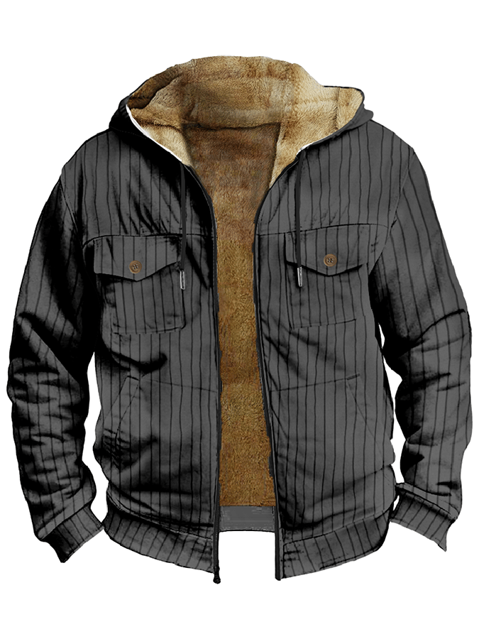 Men's Western Style Printed Hooded Fleece Jacket