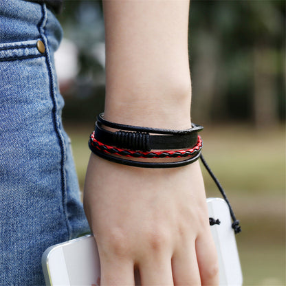 Unisex Quadruple Braided Leather Surf Bracelet