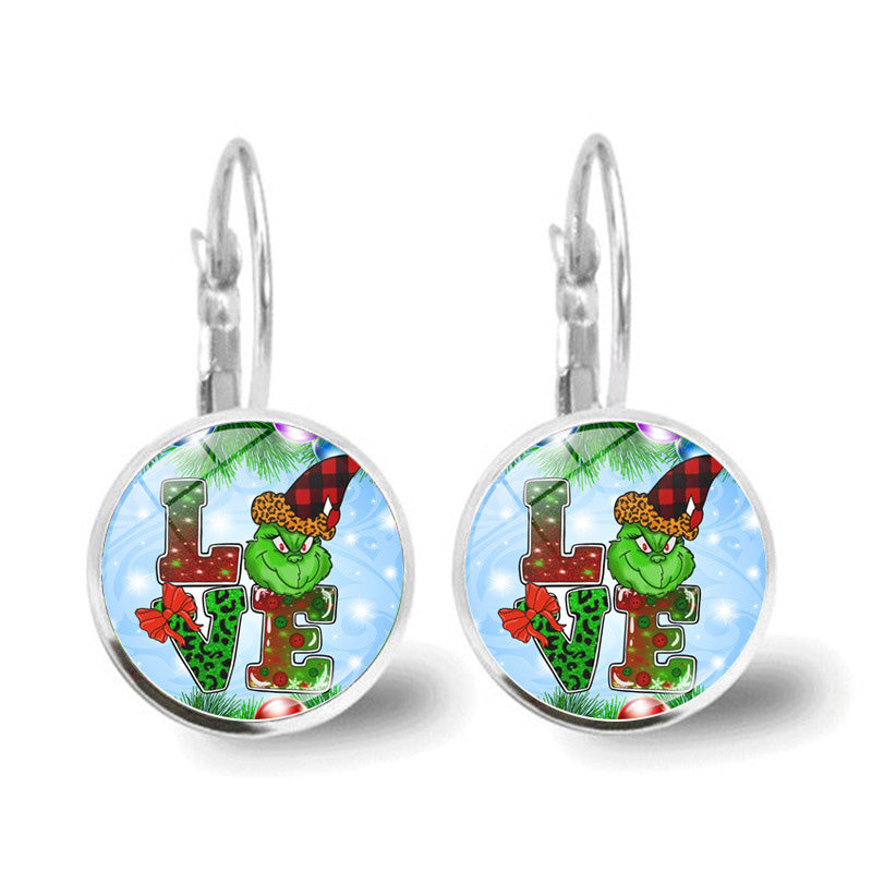 Grinch Green Monster Earrings