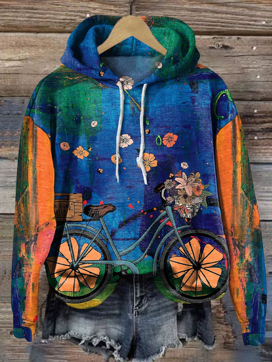 Romantic Bicycle Art Casual Hoodie Sweatshirt